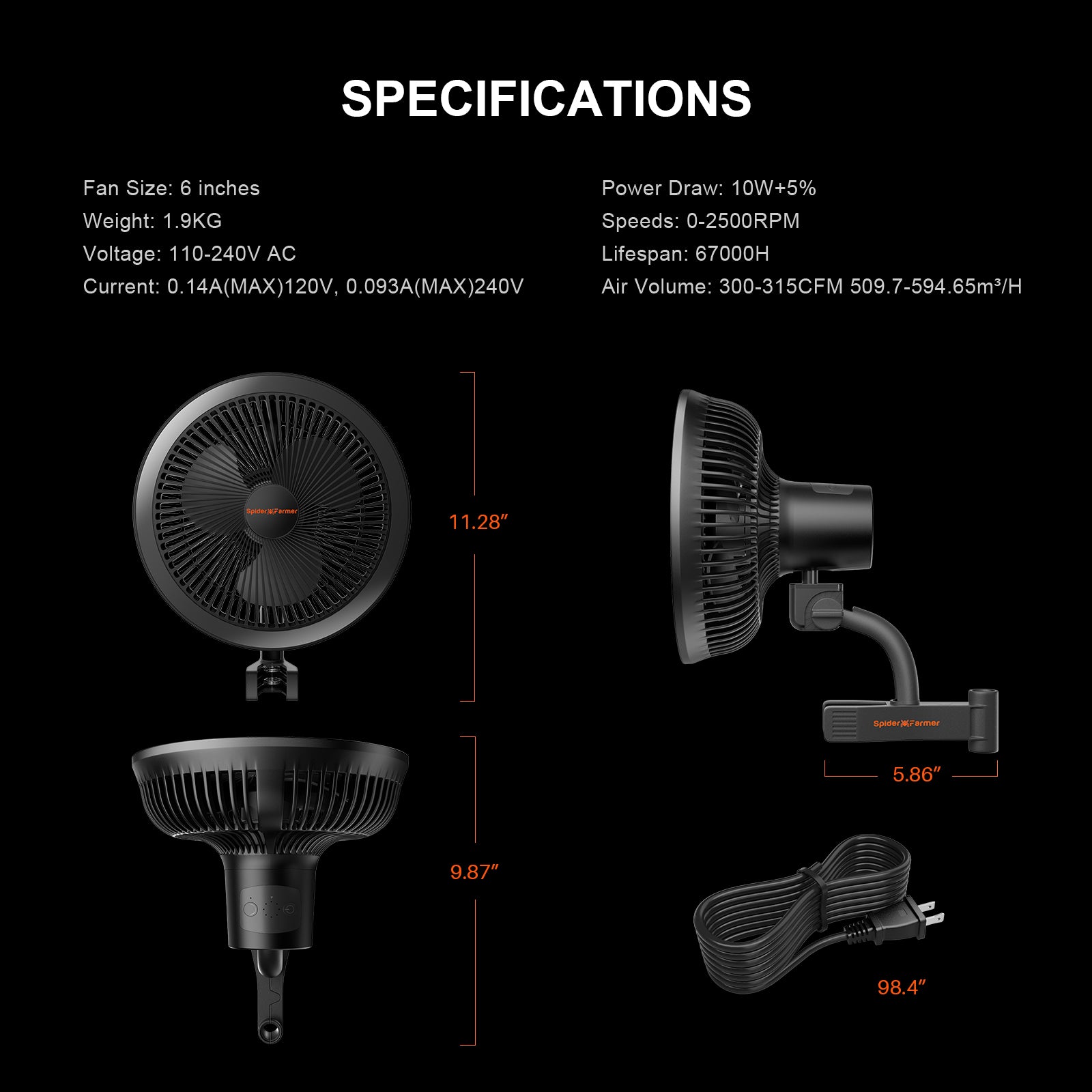 Clip fan 150 mm (6") - Spider Farmer