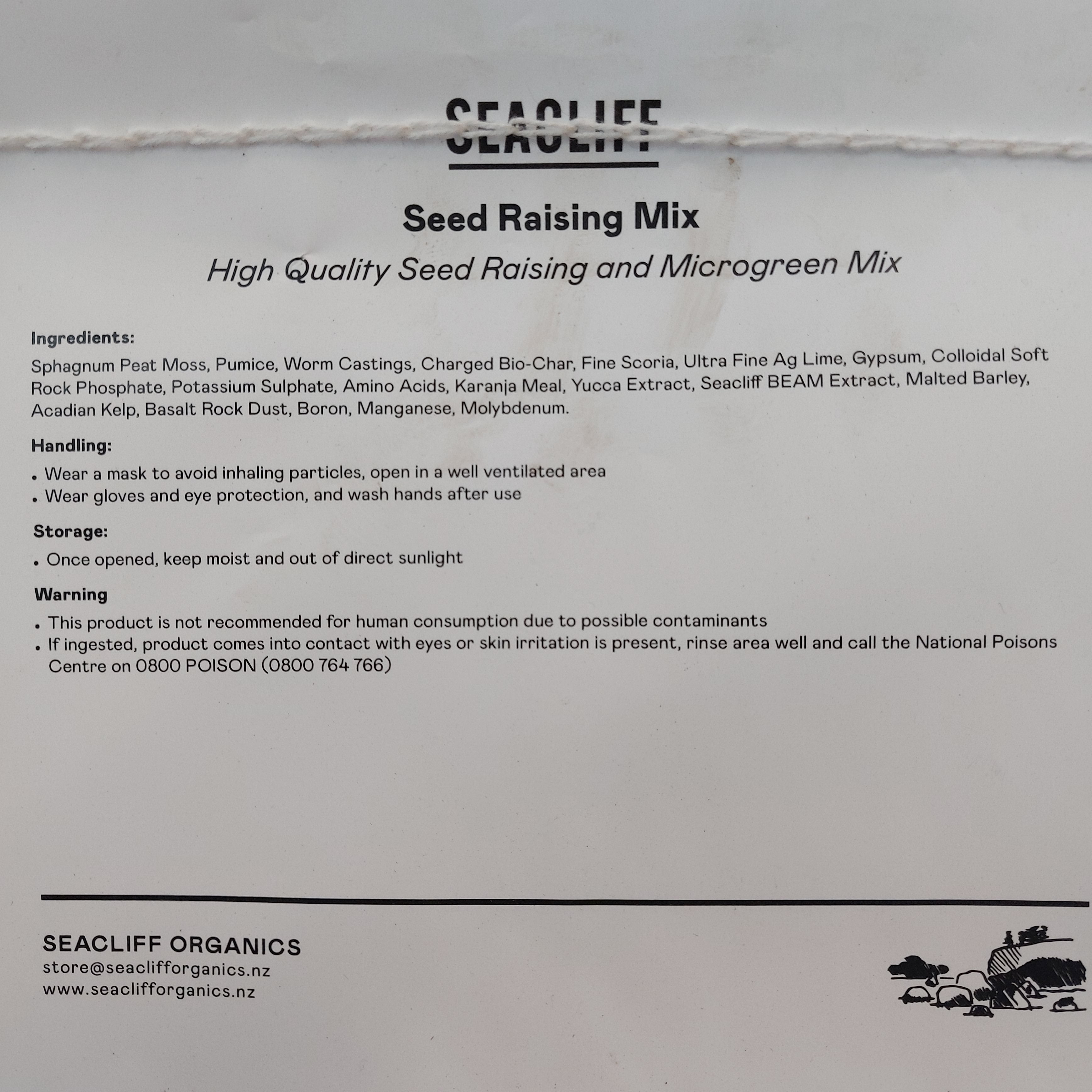 Seacliff seed raising living soil